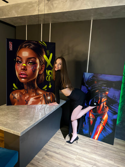 Neon girl - Canvas wall art