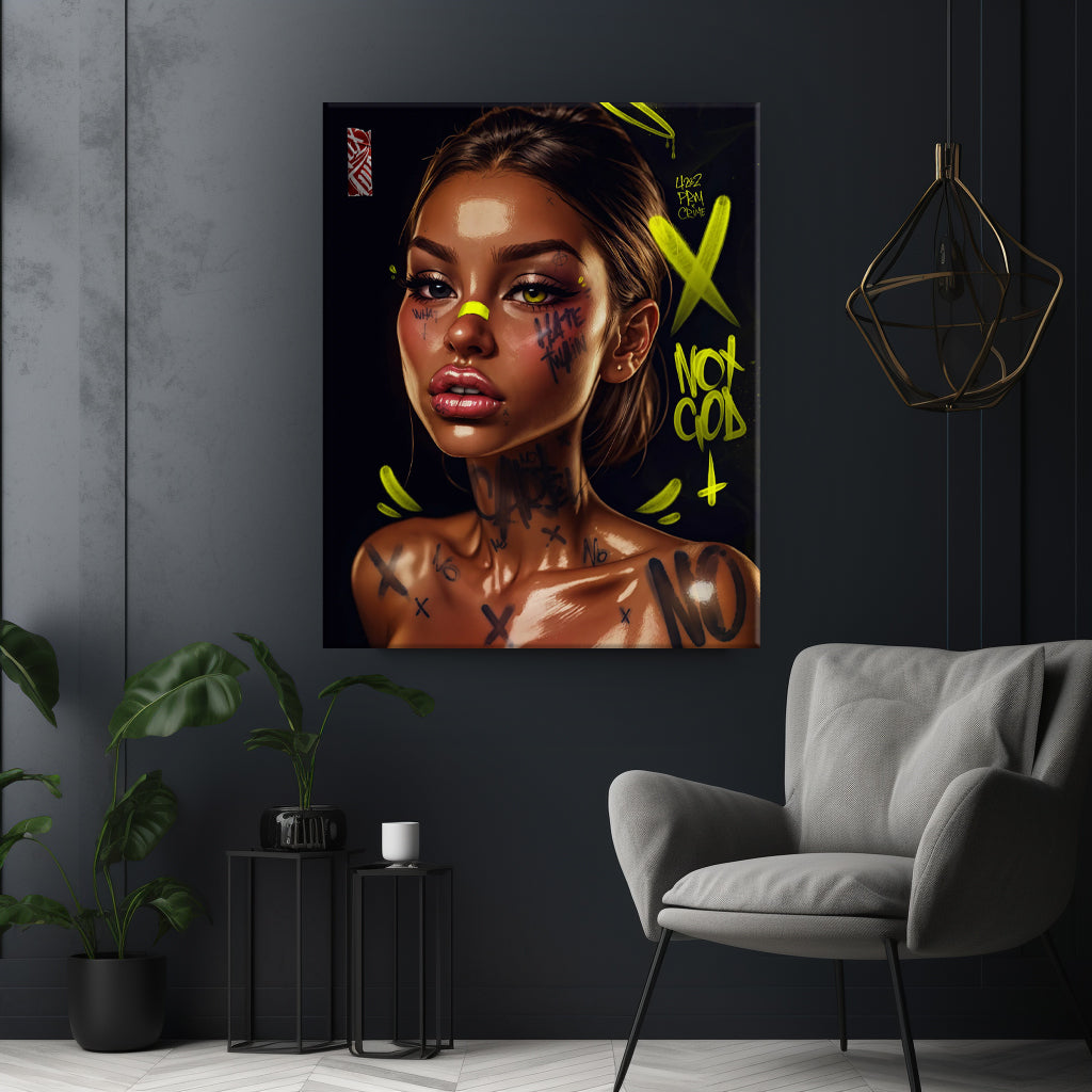 Neon girl - Canvas wall art